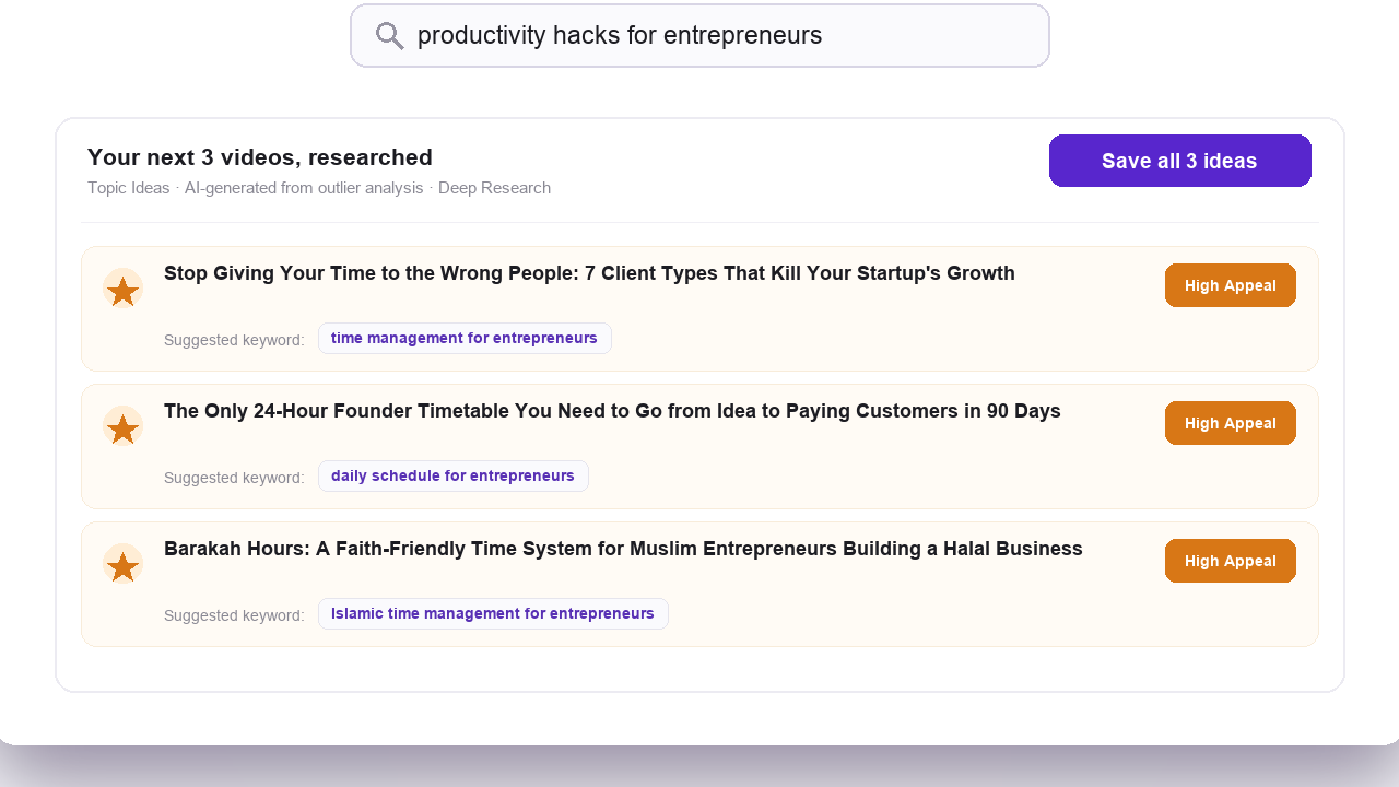 OutlierKit Deep Research generating outlier video insights for content strategy