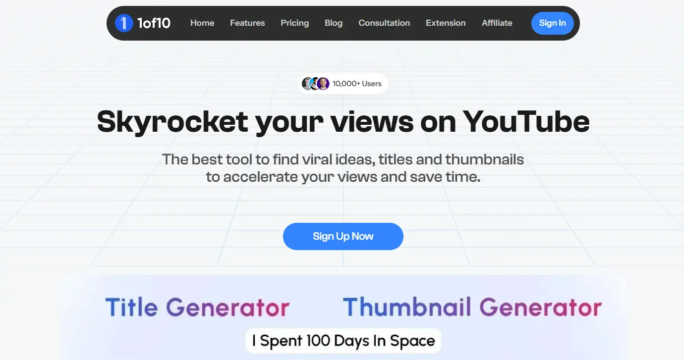 1of10 dashboard screenshot