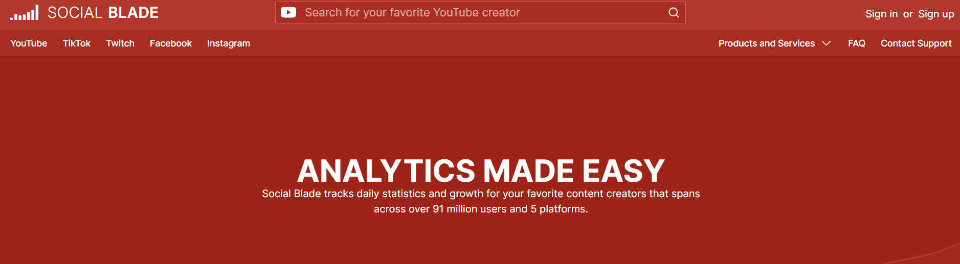 Social Blade dashboard screenshot